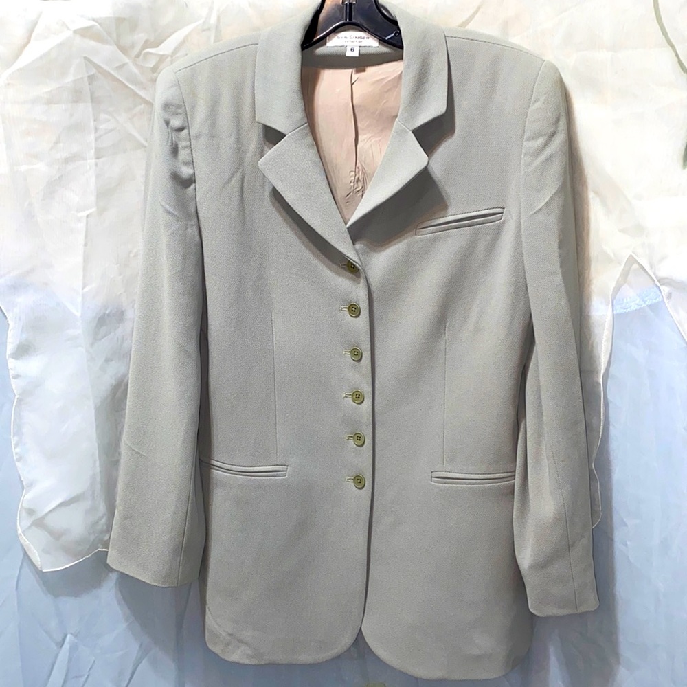 Iris Singer 6-Button Blazer Mint Green Skirt Suit… - image 1